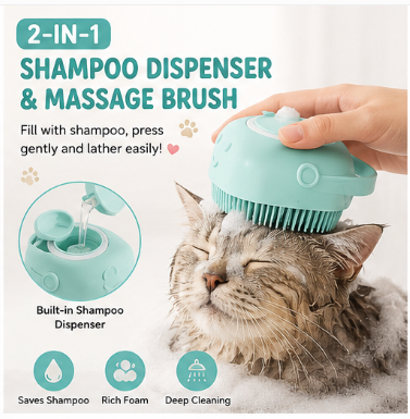 🛁 Paw Carnival™ 2-in-1 Pet Bath & Massage Brush