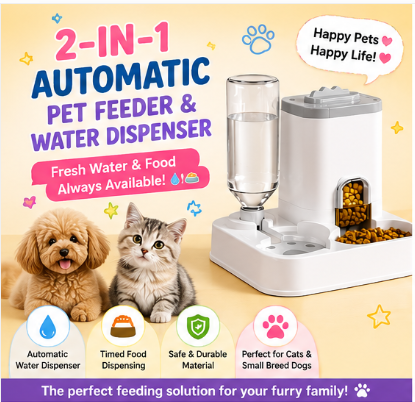 🐱 Paw Carnival™ 2-in-1 Automatic Pet Feeder & Water Dispenser