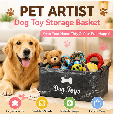 🧺 Paw Carnival™ Tidy Tails Toy Storage Basket