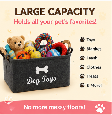 🧺 Paw Carnival™ Tidy Tails Toy Storage Basket