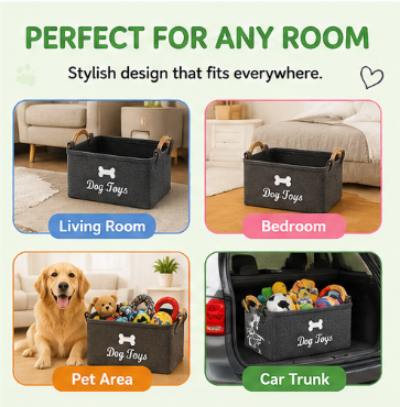 🧺 Paw Carnival™ Tidy Tails Toy Storage Basket